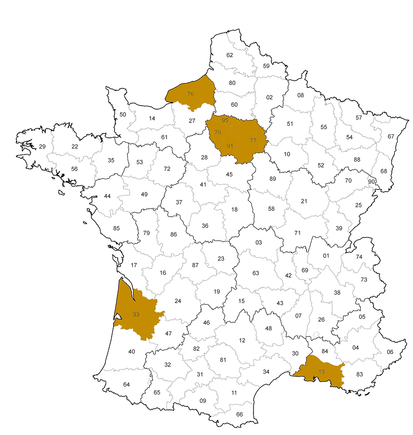 Carte france zone d'implantation